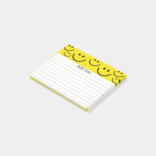 Glimlachende Gezichten in Zonnegeel Sjabloon Post-it® Notes (Schuin)