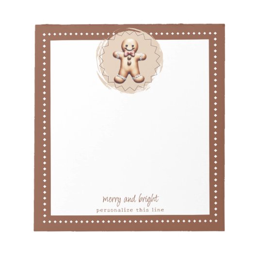 Glimlachende Gingerbread Man Gepersonaliseerd | Br Notitieblok (Voorkant)