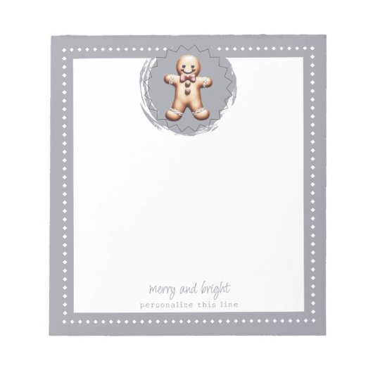 Glimlachende Gingerbread Man Gepersonaliseerd | Gr Notitieblok (Voorkant)