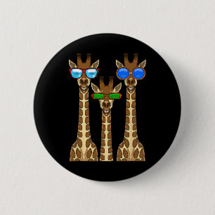 Glimlachende Giraffes met een zonnebril Funny Anim Ronde Button 5,7 Cm