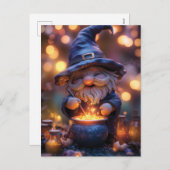 Glimlachende Gnoom Roerende Magische Pot Feestdagenkaart (Voorkant / Achterkant)