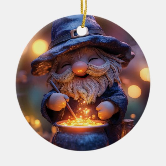 Glimlachende Gnoom Roerende Magische Pot Keramisch Ornament (Voorkant)