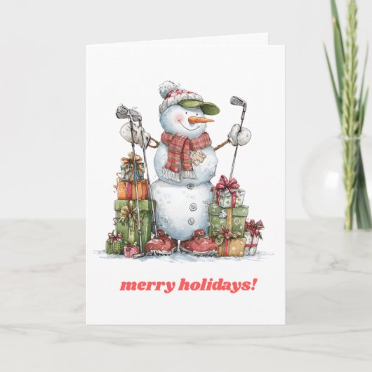 Glimlachende Golfer Kerst Kaart (Voorkant)