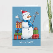 Glimlachende Golfer Snowman Kerst Kaart (Voorkant)