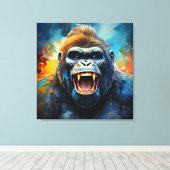 Glimlachende gorilla canvas afdruk (Insitu (Houten vloer))