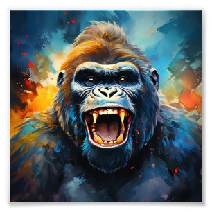 Glimlachende gorilla foto afdruk