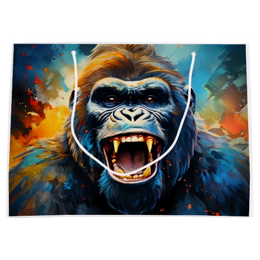 Glimlachende gorilla groot cadeauzakje (Voorkant)