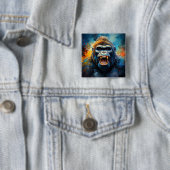 Glimlachende gorilla vierkante button 5,1 cm (In situ)