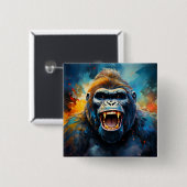 Glimlachende gorilla vierkante button 5,1 cm (Voorkant /achterkant)