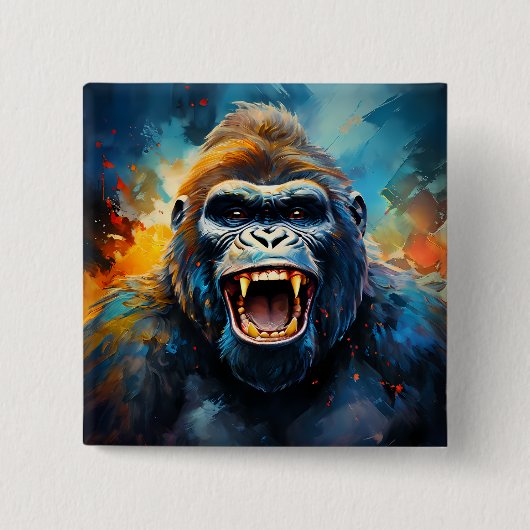Glimlachende gorilla vierkante button 5,1 cm (Voorkant)