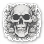 Glimlachende Gotische Schedel Waterdicht Sticker (Voorkant)