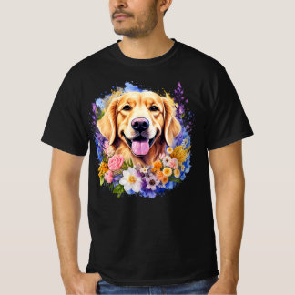 Glimlachende Goud Retriever Lavendel Boeket T-shirt