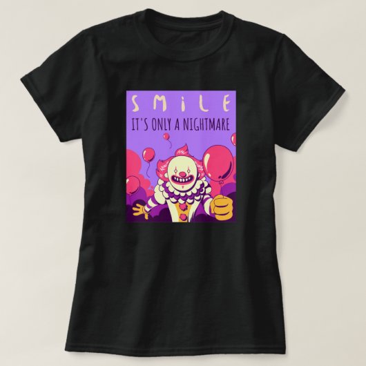 Glimlachende griezelige clown nachtmerrie Hallowee T-shirt (Design voorkant)