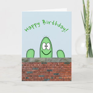 Glimlachende groene Cactus personage gluren over e Kaart