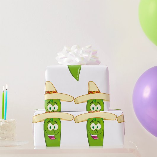 Glimlachende Groene Chilipeper Cadeaupapier