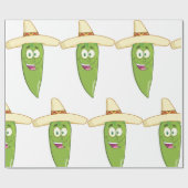 Glimlachende Groene Chilipeper Cadeaupapier (Vlak)