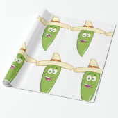 Glimlachende Groene Chilipeper Cadeaupapier (Uitgerold)