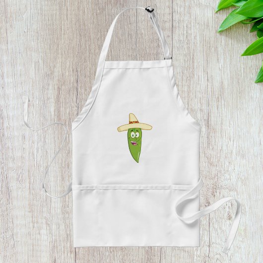 Glimlachende Groene Chilipeper Standaard Schort