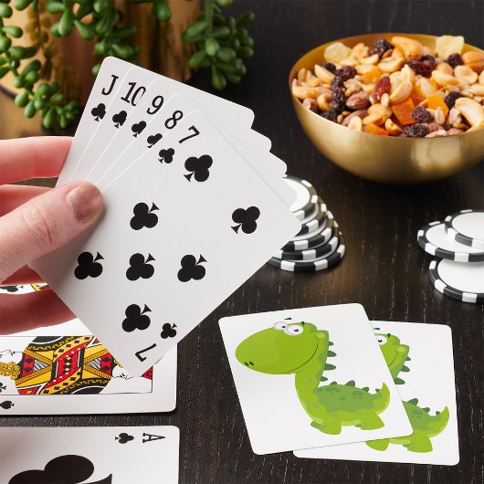 Glimlachende Groene Dino Pokerkaarten