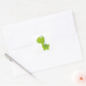 Glimlachende Groene Dino Vierkante Sticker