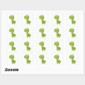 Glimlachende Groene Dino Vierkante Sticker (Vel)
