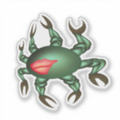 Glimlachende groene krab sticker (Voorkant)