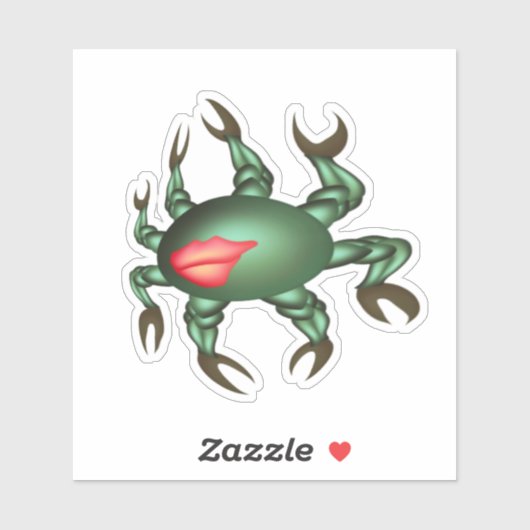 Glimlachende groene krab sticker (Vel)