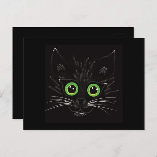Glimlachende groene ogen kat briefkaart (Voorkant / Achterkant)