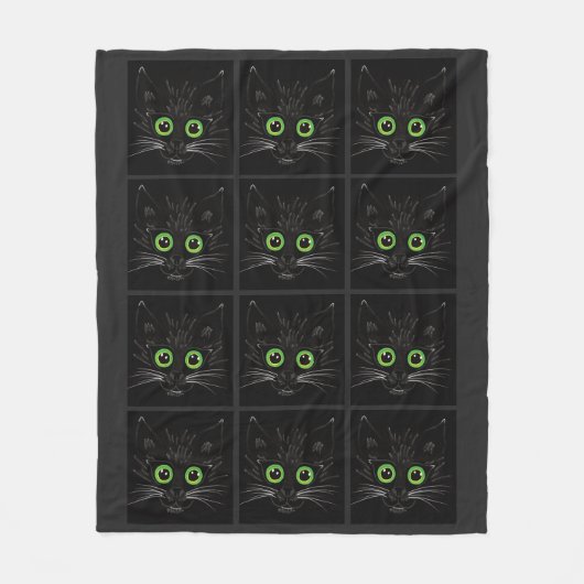 Glimlachende groene ogen kat fleece deken (Voorkant)