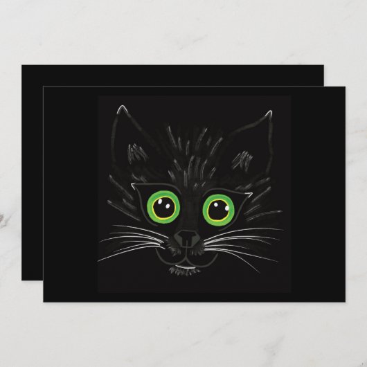 Glimlachende groene ogen kat kaart (Voorkant / Achterkant)