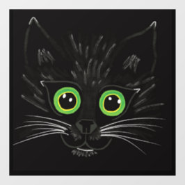 Glimlachende groene ogen kat raamsticker