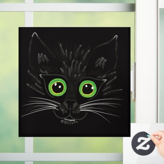 Glimlachende groene ogen kat raamsticker (Huis)