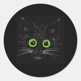 Glimlachende groene ogen kat ronde sticker