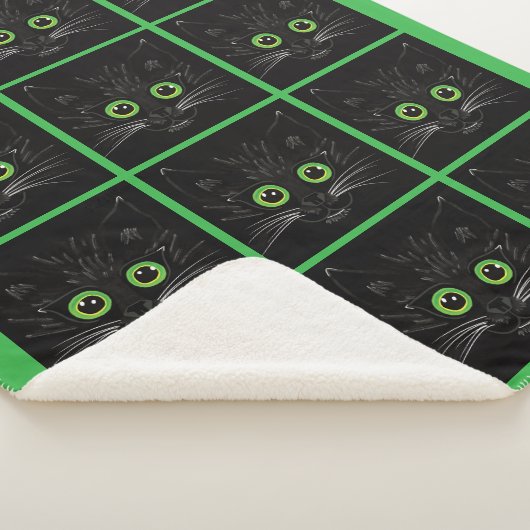 Glimlachende groene ogen kat sherpa deken (3/4)