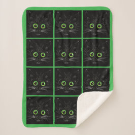 Glimlachende groene ogen kat sherpa deken