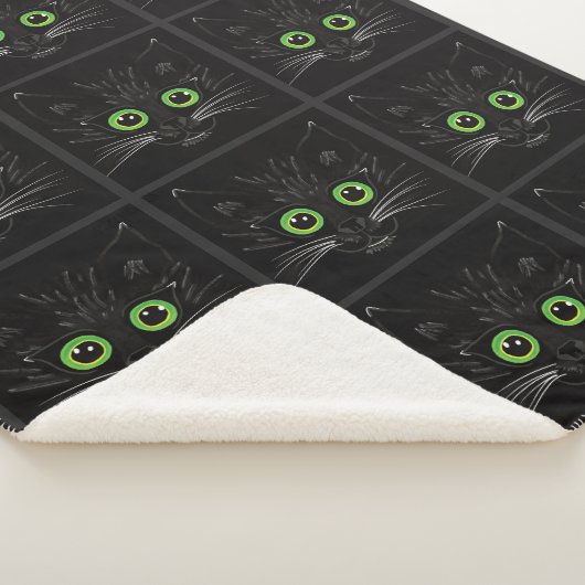 Glimlachende groene ogen kat sherpa deken (3/4)