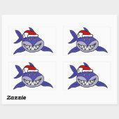 Glimlachende Haai Dragen Santa muts Christmas Art Rechthoekige Sticker (Vel)