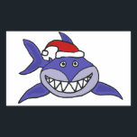 Glimlachende Haai Dragen Santa muts Christmas Art Rechthoekige Sticker<br><div class="desc">Prachtige grappige en schattige grijnzende haai met een Kerstman pet kerstontwerp. Kan ook aangepaste tekst toevoegen en de achtergrondkleur wijzigen bij het bestellen. Perfect voor gepersonaliseerde geschenken tijdens de feestdagen.</div>