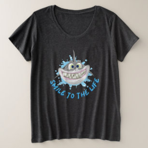 Glimlachende haai in cartoon stijl - Glimlach naar Grote Maat T-shirt
