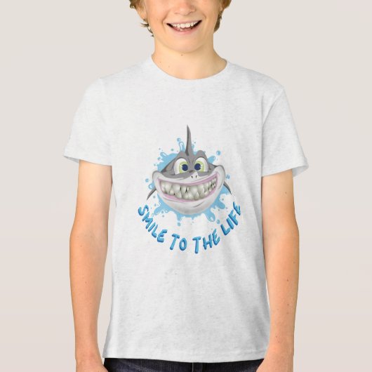 Glimlachende haai in cartoon stijl - Glimlach naar Tri-Blend Shirt (Voorkant)