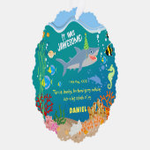 Glimlachende haai onder de zee jongen verjaardagsf ornament kaart (Rechts)