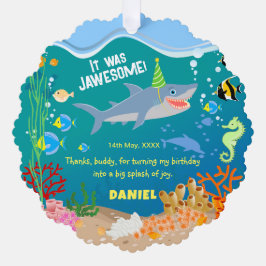 Glimlachende haai onder de zee jongen verjaardagsf ornament kaart