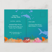 Glimlachende haai onder de zee jongen verjaardagsf uitnodiging briefkaart (Achterkant)