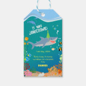 Glimlachende haai onder het zee boy Verjaardagsfee Cadeaulabel (Voorkant)