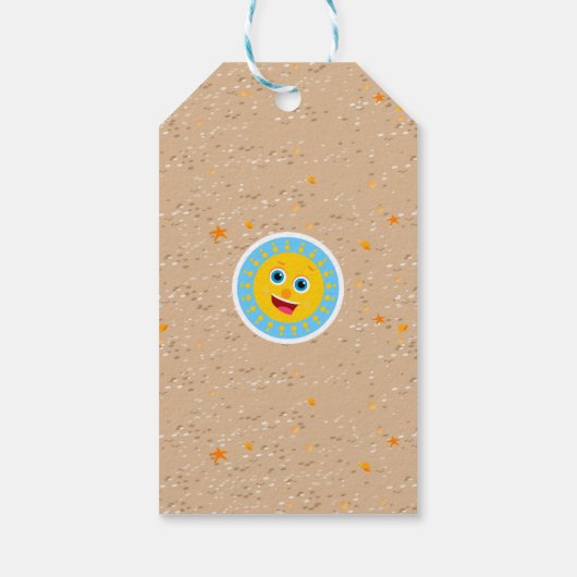 Glimlachende haai onder het zee boy Verjaardagsfee Cadeaulabel (Achterkant)