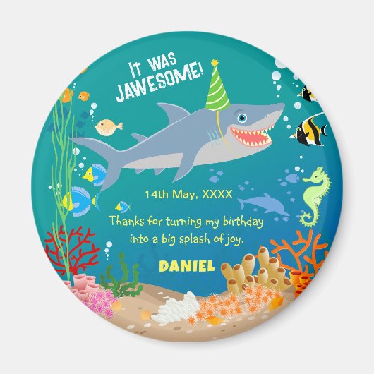 Glimlachende haai onder het zee boy Verjaardagsfee Magneet (Voorkant)