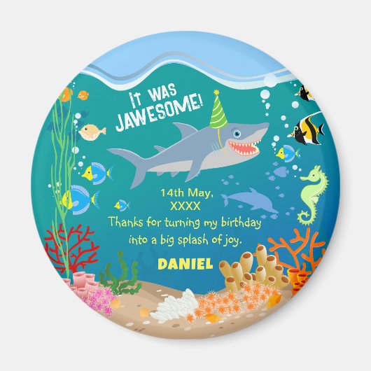 Glimlachende haai onder het zee boy Verjaardagsfee Magneet (Voorkant)