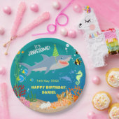 Glimlachende haai onder het zee boy Verjaardagsfee Papieren Bordje (Feest)
