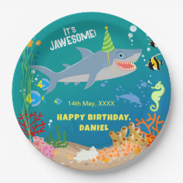 Glimlachende haai onder het zee boy Verjaardagsfee Papieren Bordje