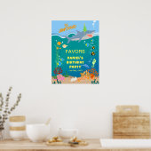 Glimlachende haai onder het zee boy Verjaardagsfee Poster (Keuken)